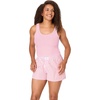 Hanes Women’s Pajamas Set, Comfywear Tank Top & Boxer Shorts Pajamas for Women Set, Soft Cotton-blend Loungewear(Dream House Pink/Dream House Pink Stripe)