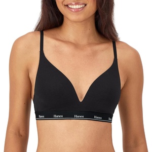 Hanes Women’s Originals Full Coverage Contour Wireless Stretch Cotton T-Shirt Bra(Black)