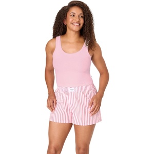 Hanes Women’s Pajamas Set, Comfywear Tank Top & Boxer Shorts Pajamas for Women Set, Soft Cotton-blend Loungewear(Dream House Pink/Dream House Pink Stripe)