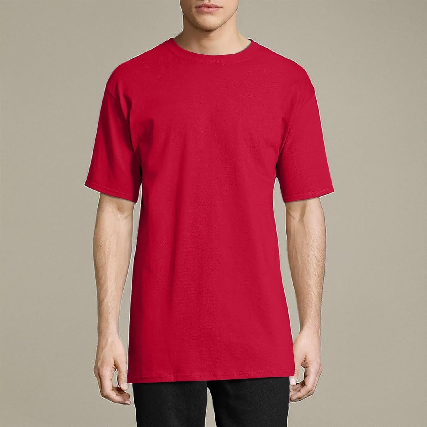 image:imageHanes Mens BeefyT TShirt Heavyweight Cotton TShirts for Men 1 or 2 Pack Mens Tees TallDeep Red