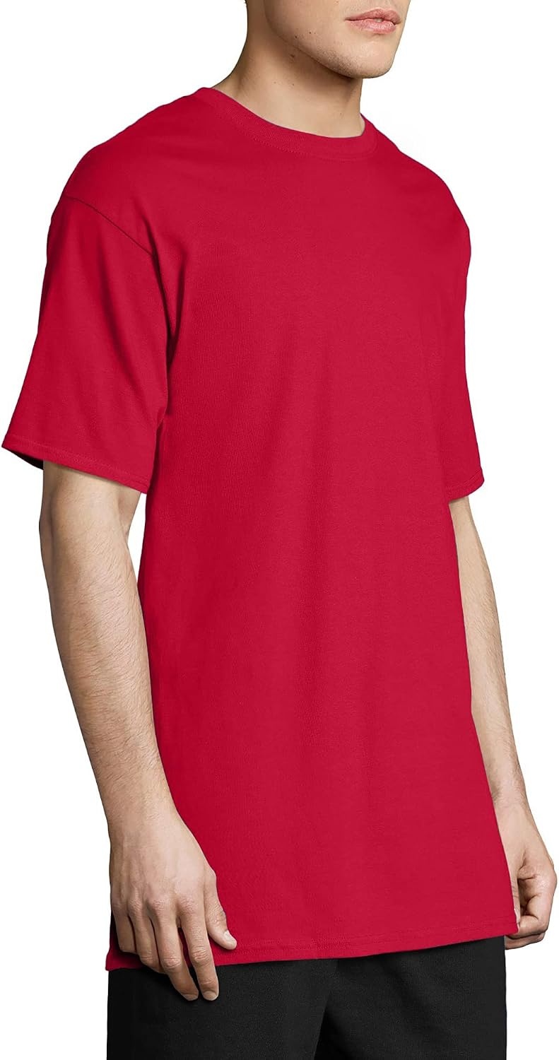 image:imageHanes Mens BeefyT TShirt Heavyweight Cotton TShirts for Men 1 or 2 Pack Mens Tees TallDeep Red