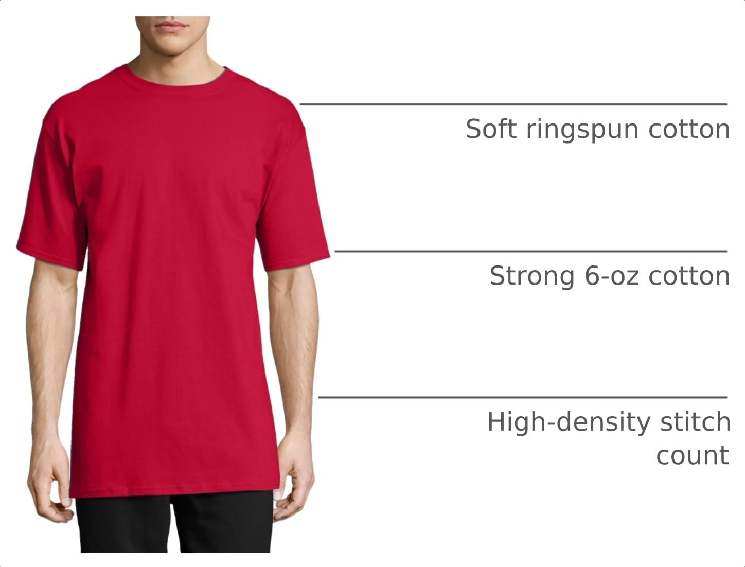 image:imageHanes Mens BeefyT TShirt Heavyweight Cotton TShirts for Men 1 or 2 Pack Mens Tees TallDeep Red