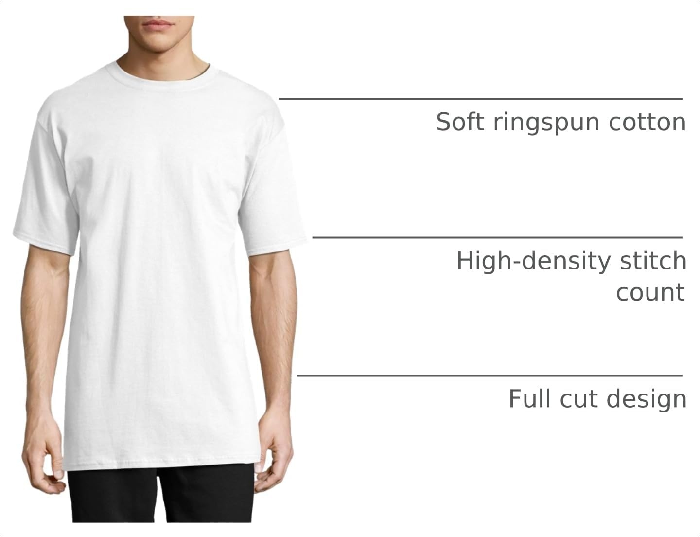 image:imageHanes Mens BeefyT TShirt Heavyweight Cotton TShirts for Men 1 or 2 Pack Mens Tees TallWhite