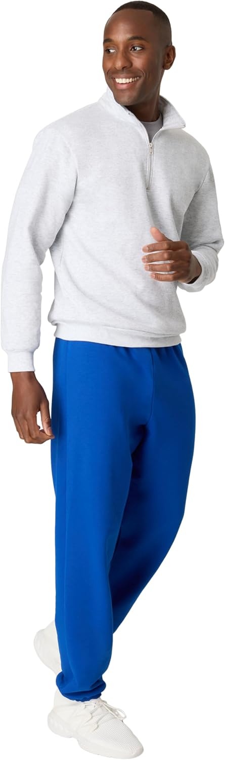 image:imageHanes Mens Quarterzip Pullover Ecosmart Fleece Pullover Shirt for Men Cotton BlendAsh