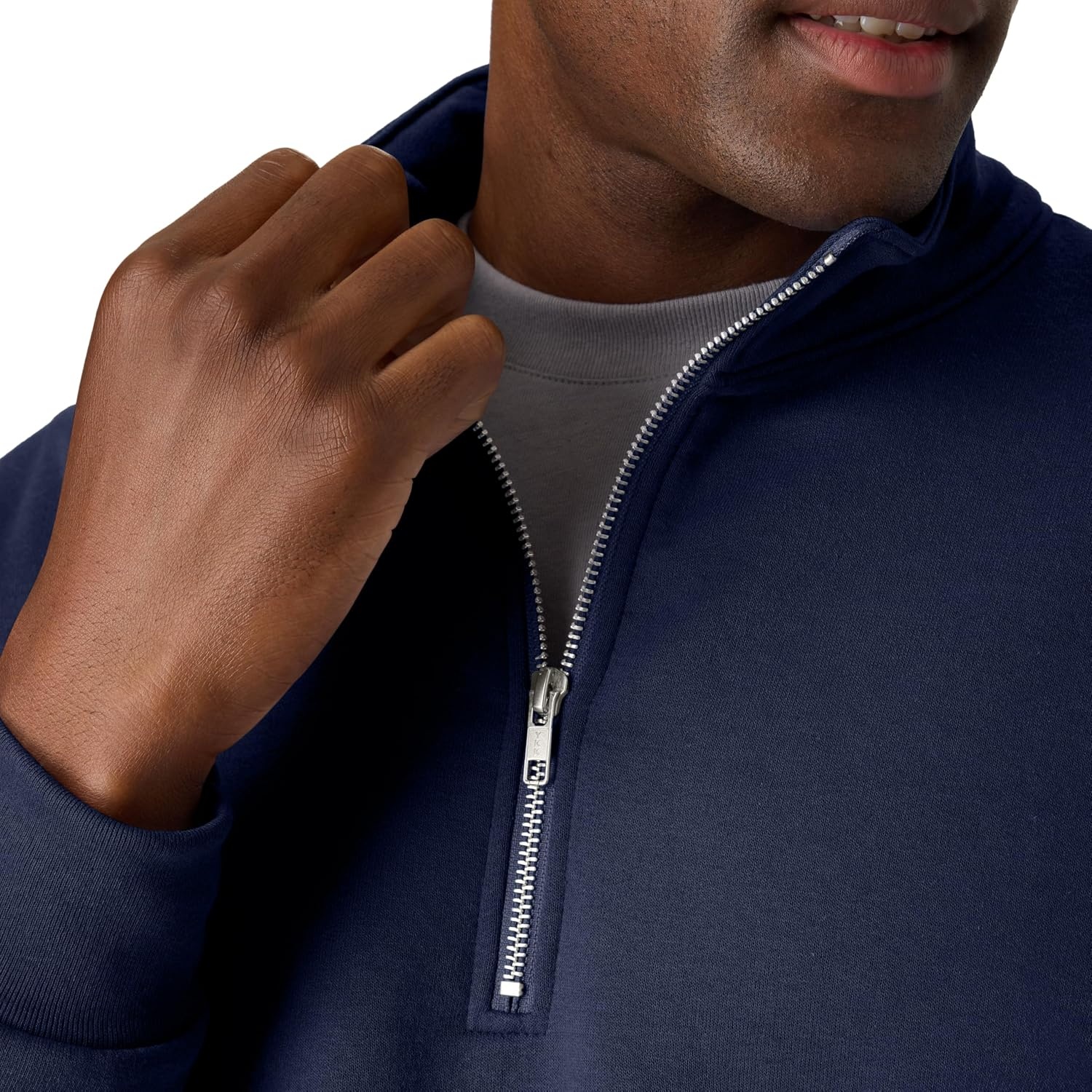 image:imageHanes Mens Quarterzip Pullover Ecosmart Fleece Pullover Shirt for Men Cotton BlendNavy