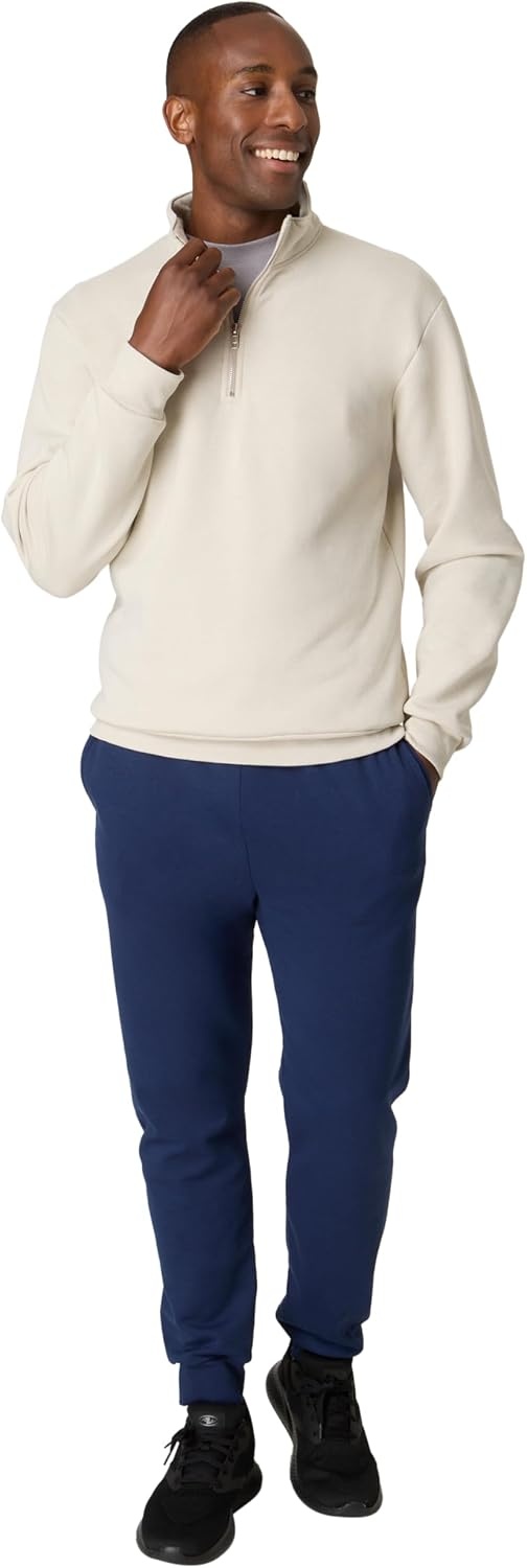 image:imageHanes Mens Quarterzip Pullover Ecosmart Fleece Pullover Shirt for Men Cotton BlendSand