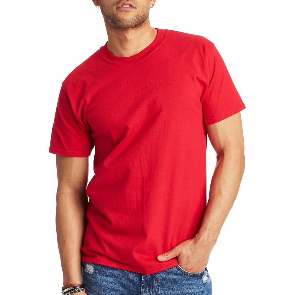 image:imageHanes Mens BeefyT TShirt Heavyweight Cotton TShirts for Men 1 or 2 Pack Mens Tees TallDeep Red