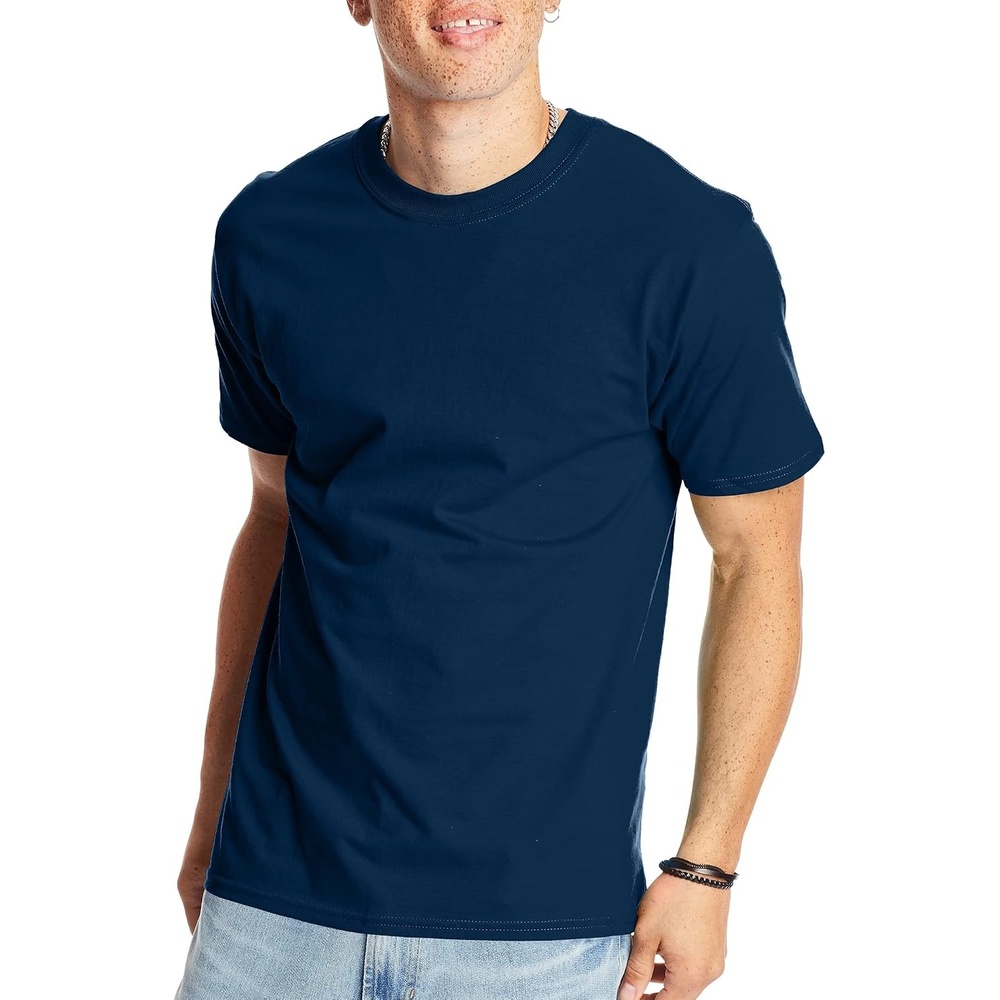 image:imageHanes Mens BeefyT TShirt Heavyweight Cotton TShirts for Men 1 or 2 Pack Mens Tees TallNavy