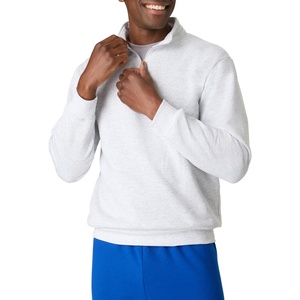 Hanes Men’s Quarter-zip Pullover, Ecosmart Fleece Pullover Shirt for Men, Cotton Blend(Ash)