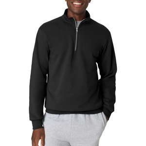Hanes Men’s Quarter-zip Pullover, Ecosmart Fleece Pullover Shirt for Men, Cotton Blend(Black)