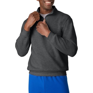 Hanes Men’s Quarter-zip Pullover, Ecosmart Fleece Pullover Shirt for Men, Cotton Blend(Charcoal Heather)