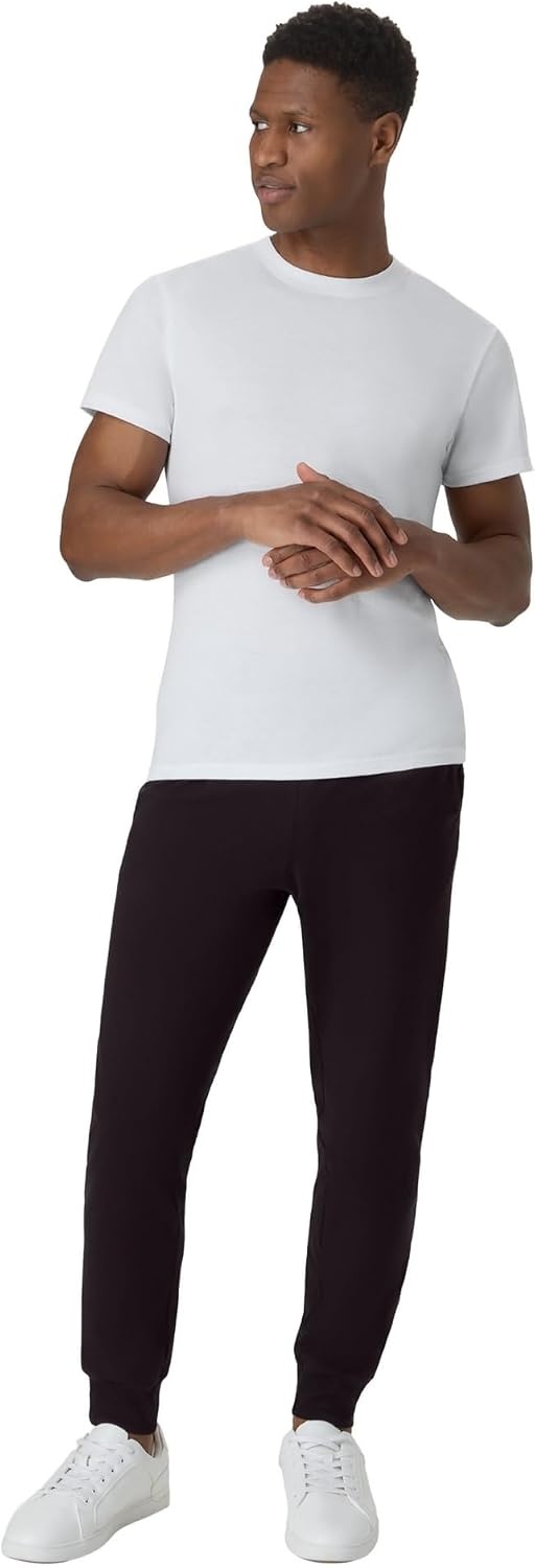 image:imageHanes Mens Lightweight Cotton Jersey Cuffed Jogger Sweatpants with Drawstring and Pockets 305Black
