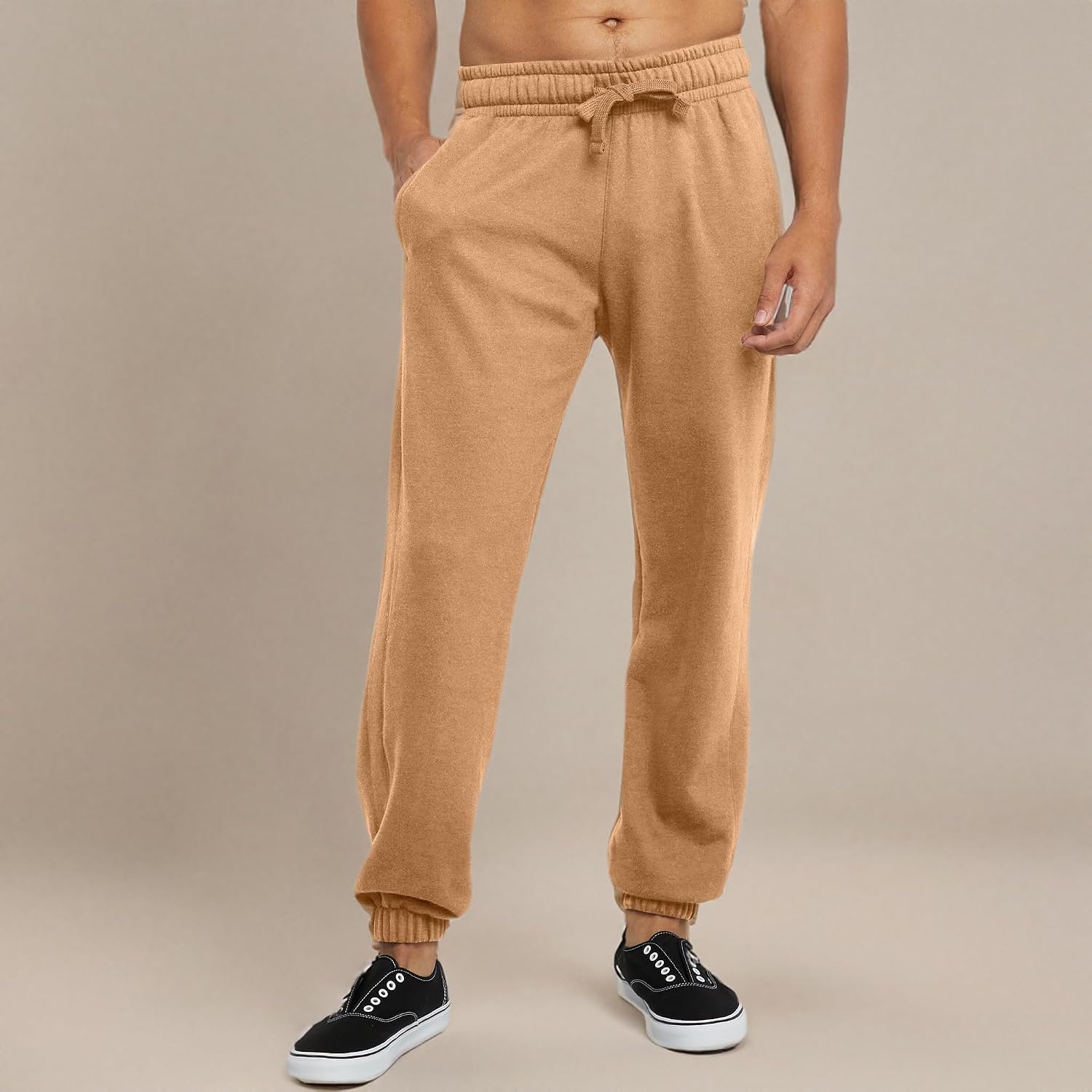 image:imageHanes Originals Mens Jogger Sweatpants Heavyweight Fleece Joggers with Pockets 30 InseamAcorn Brown Pe Heather