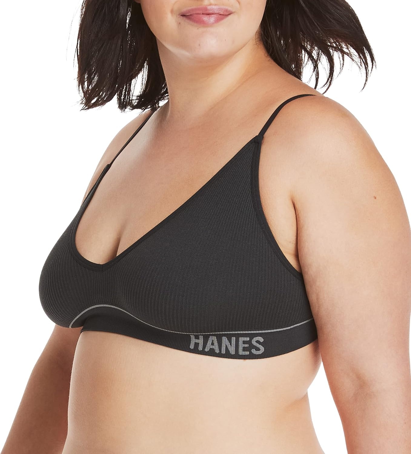 image:imageHanes Womens Originals Seamless Triangle Rib Bralette Soft Ribbed Bras ComfortFlex Fit BraBlack