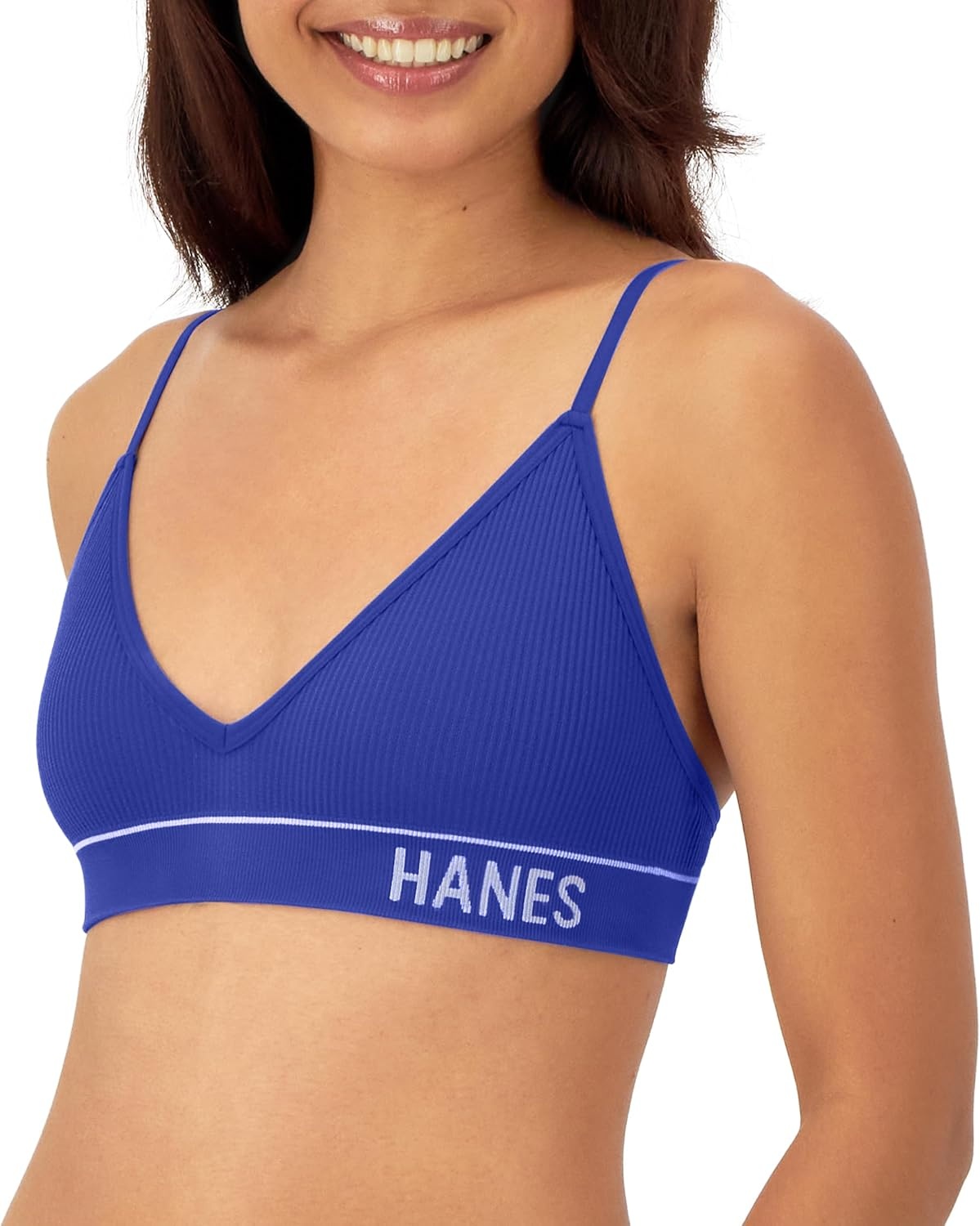 image:imageHanes Womens Originals Seamless Triangle Rib Bralette Soft Ribbed Bras ComfortFlex Fit BraBright Violet Indigo