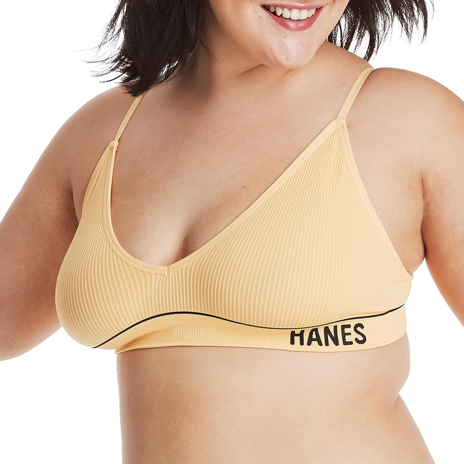 image:imageHanes Womens Originals Seamless Triangle Rib Bralette Soft Ribbed Bras ComfortFlex Fit BraGoldie