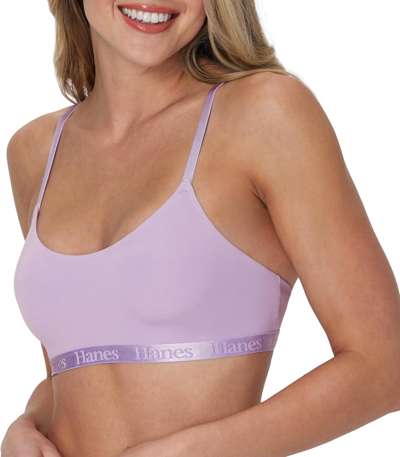 image:imageHanes Womens Originals Supersoft String Bralette Pullover Bra Scoop NecklineFulfilling Lavender