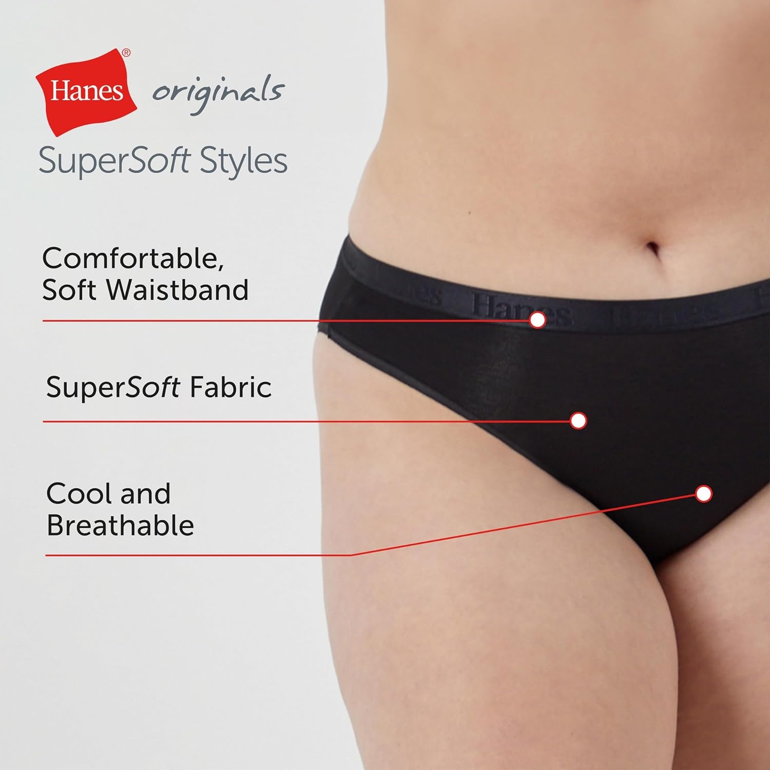 image:imageHanes Womens Originals Ultra Supersoft Bikini Underwear 5Pack Viscose From Bamboo BikiniEarthen TanWhiteBlack