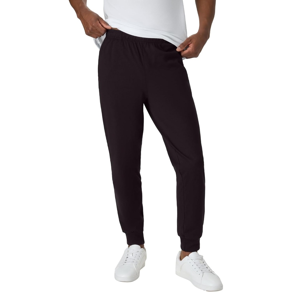 image:imageHanes Mens Lightweight Cotton Jersey Cuffed Jogger Sweatpants with Drawstring and Pockets 305Black