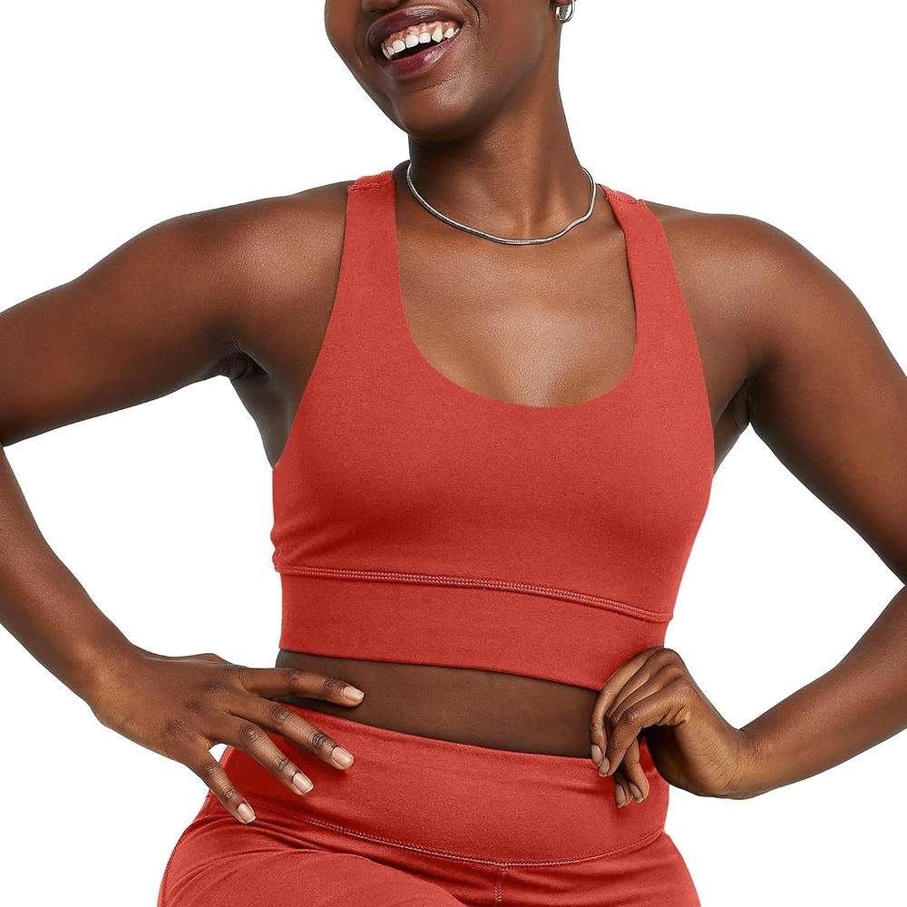 image:imageHanes Womens Hanes Originals Womens Longline Sports BraRed River Clay
