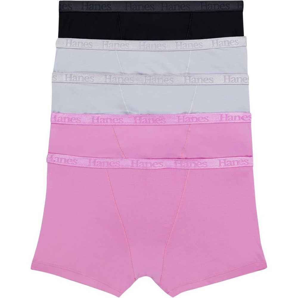 image:imageHanes Womens Originals SuperSoft Boxer Briefs 5Pack Viscose from Bamboo UnderwearBlackSilver OpalStrawberry Candy Pink