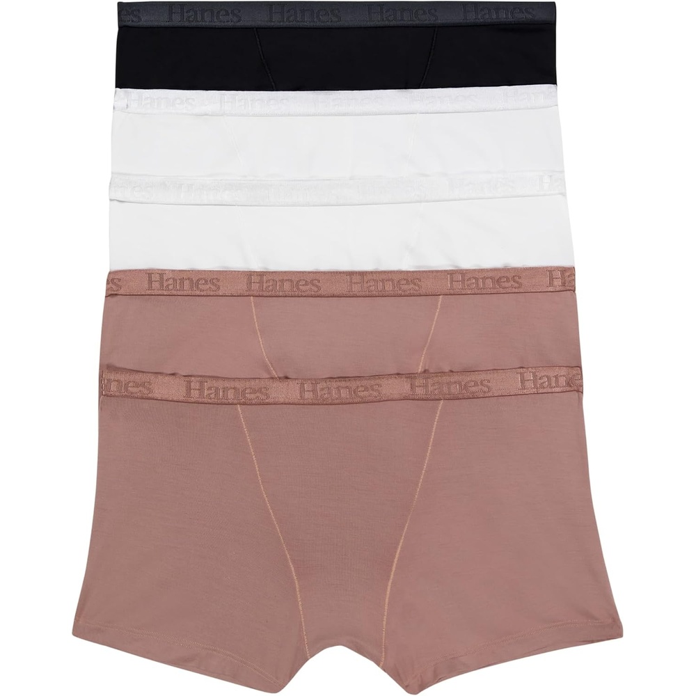 image:imageHanes Womens Originals SuperSoft Boxer Briefs 5Pack Viscose from Bamboo UnderwearEarthen TanWhiteBlack