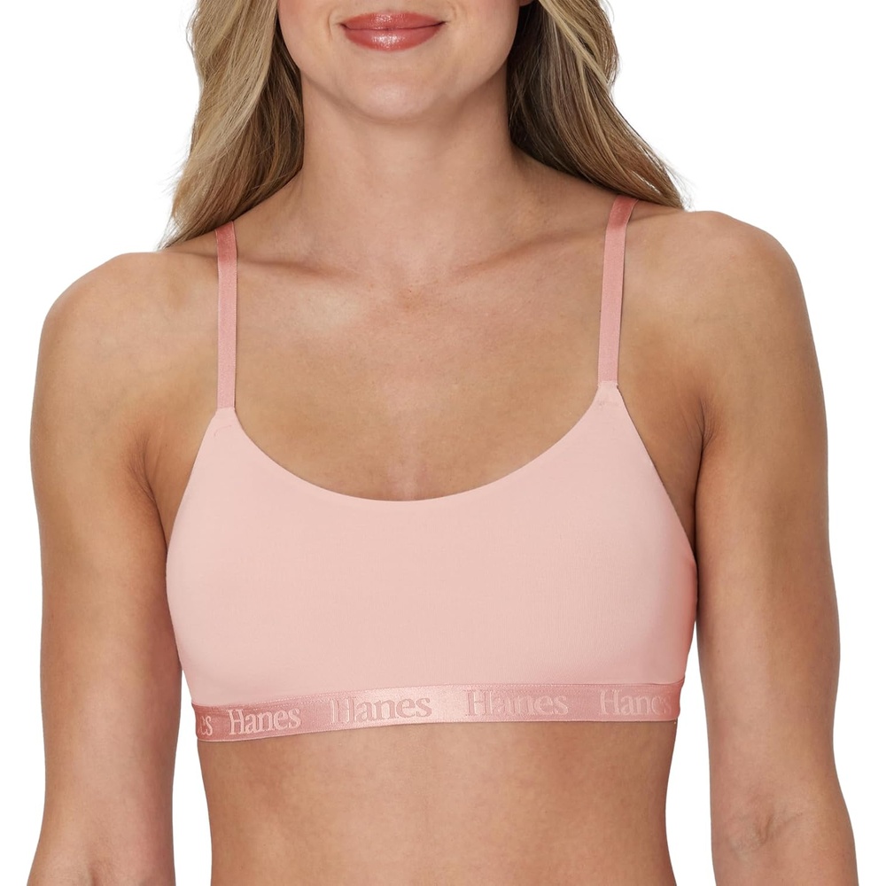 image:imageHanes Womens Originals Supersoft String Bralette Pullover Bra Scoop NecklineCotton Candy Pink