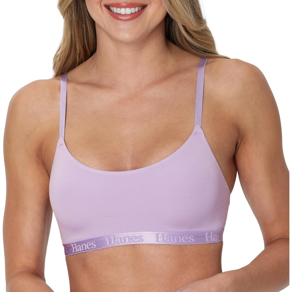image:imageHanes Womens Originals Supersoft String Bralette Pullover Bra Scoop NecklineFulfilling Lavender