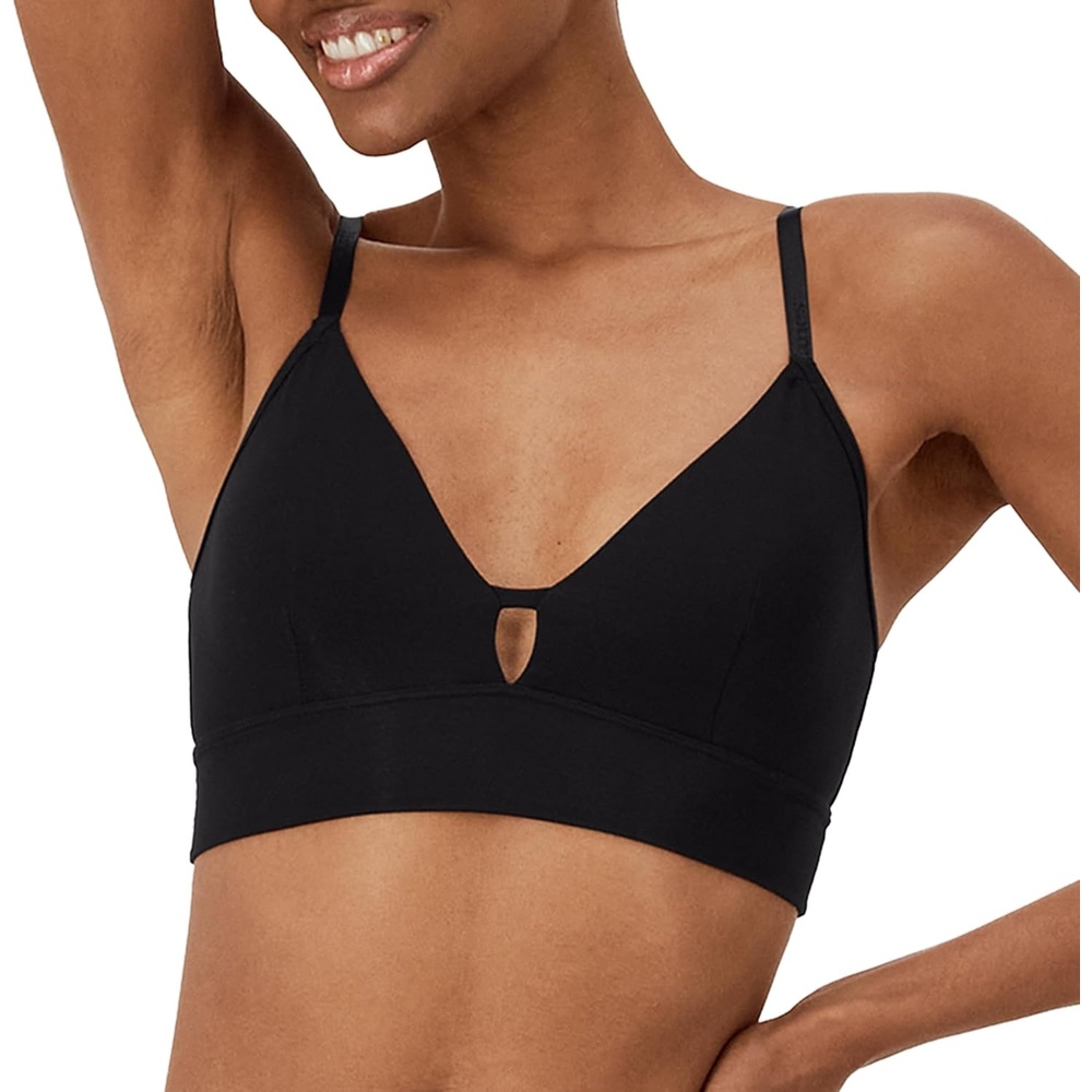 image:imageHanes Womens Originals Supersoft Triangle Bralette Viscose from Bamboo Longline BraletteBlack