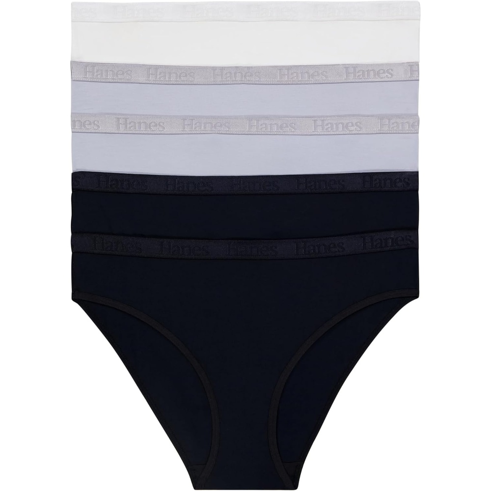 image:imageHanes Womens Originals Ultra Supersoft Bikini Underwear 5Pack Viscose From Bamboo BikiniBlackSilver OpalWhite