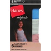 Hanes Girls’ Originals Supersoft Bikini Underwear, Modal Rib Panties for Girls, 6-pack(Bikini – Blue/Rose/White 6-pack)