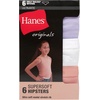 Hanes Girls’ Originals Supersoft Bikini Underwear, Modal Rib Panties for Girls, 6-pack(Hipster – Purple/White/Peach 6-pack)
