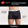 Hanes Originals Men’s Boxer Briefs & Trunks, Stretch Cotton Moisture-Wicking Underwear, Modern Fit Low Rise, Multipacks(Trunks – Blue/Black – 3 Pack)
