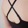 Hanes Women’s Originals Supersoft Triangle Bralette, Viscose from Bamboo Longline Bralette(Black)