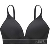 Hanes Women’s Seamless Wireless Bra, Originals Ribbed Contour Bras for Women, ComfortFlex Fit Bralettes, Full Coverage(Black)