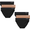 Hanes Women’s Originals Seamless Stretch Rib Bikini Panties Pack, Assorted Colors, 6-pack(4 Black/2 Deep Glow)