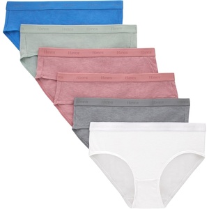 Hanes Girls’ Originals Supersoft Bikini Underwear, Modal Rib Panties for Girls, 6-pack(Hipster – Blue/Rose/White 6-pack)