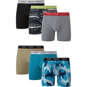 Hanes Originals Men’s Boxer Briefs & Trunks, Stretch Cotton Moisture-Wicking Underwear, Modern Fit Low Rise, Multipacks(Regular Leg – Blue Camo/Khaki/Black – 6 Pack)
