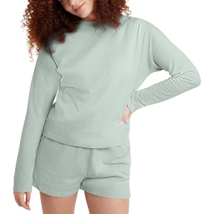 Hanes Originals Women’s Fleece Sweatshirt, Midweight Sweatshirt for Women, Placed Flowers(Antique Jade – Sun and Waves)