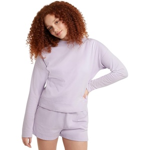 Hanes Originals Women’s Fleece Sweatshirt, Midweight Sweatshirt for Women, Placed Flowers(Future Lavender)
