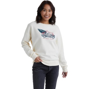 Hanes Originals Women’s Fleece Sweatshirt, Midweight Sweatshirt for Women, Placed Flowers(Parchment – Good Days Ahead)