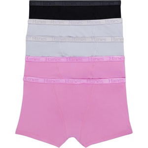 Hanes Women’s Originals SuperSoft Boxer Briefs, 5-Pack, Viscose from Bamboo Underwear(Black/Silver Opal/Strawberry Candy Pink)
