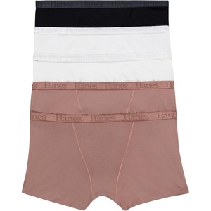 Hanes Women’s Originals SuperSoft Boxer Briefs, 5-Pack, Viscose from Bamboo Underwear(Earthen Tan/White/Black)