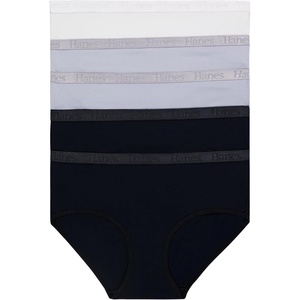 Hanes Women’s Originals Underwear, SuperSoft Hipster Panties, Viscose from Bamboo Underwear for Women(Black/Black/Silver Opal/Silver Opal/White)