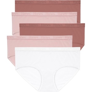 Hanes Women’s Originals Underwear, SuperSoft Hipster Panties, Viscose from Bamboo Underwear for Women(White/Tan/Tan/Cotton Candy/Cotton Candy)