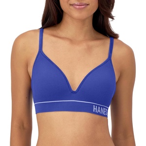 Hanes Women’s Seamless Wireless Bra, Originals Ribbed Contour Bras for Women, ComfortFlex Fit Bralettes, Full Coverage(Bright Violet Indigo)