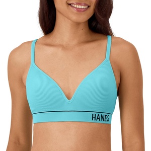 Hanes Women’s Seamless Wireless Bra, Originals Ribbed Contour Bras for Women, ComfortFlex Fit Bralettes, Full Coverage(Teal Tone)