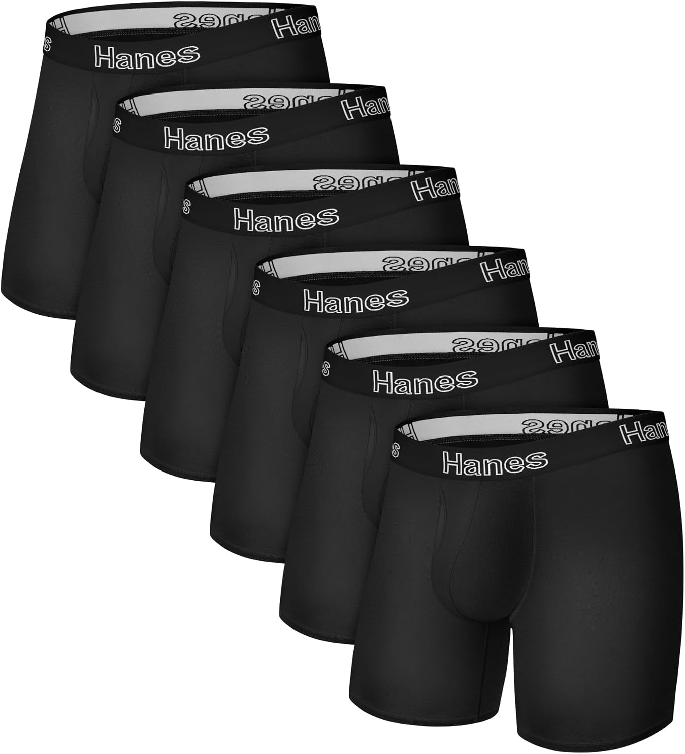 image:imageHanes Mens Boxer Brief Underwear Pack Stretch Cotton Boxer Briefs for Men Moisturewicking 6packBlack 6 Pack