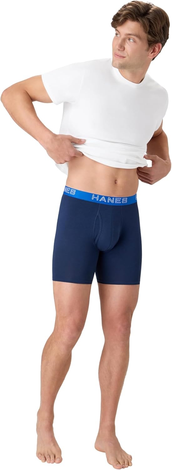image:imageHanes Mens Boxer Brief Underwear Pack Stretch Cotton Boxer Briefs for Men Moisturewicking 6packNavy Grey 6 Pack