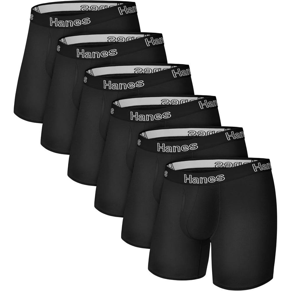 image:imageHanes Mens Boxer Brief Underwear Pack Stretch Cotton Boxer Briefs for Men Moisturewicking 6packBlack 12 Pack